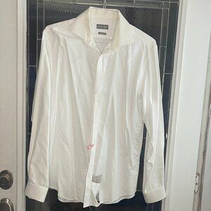Michael Kors Slim Fit Textured Sz L Men’s White Dress Shirt 16.5 34/35